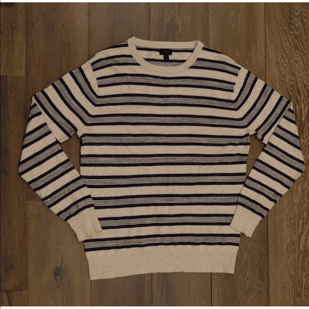 JCrew Rugged Cotton Crewneck in Multistripe